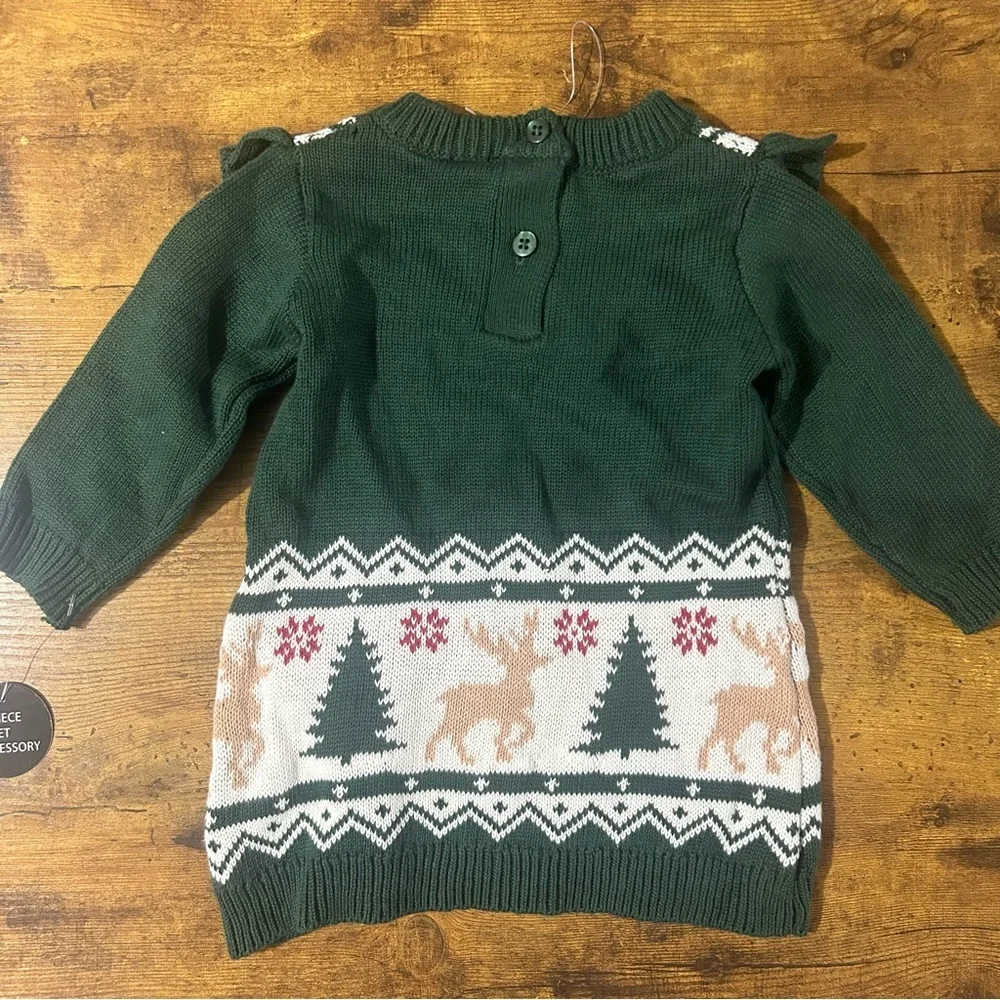 Nicole Miller NY Baby Girl Christmas Knit Sweater Dress  and Hat NEW 3-6 Months